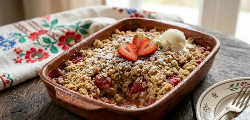 Epres-rebarbarás morzsasüti (Crumble)