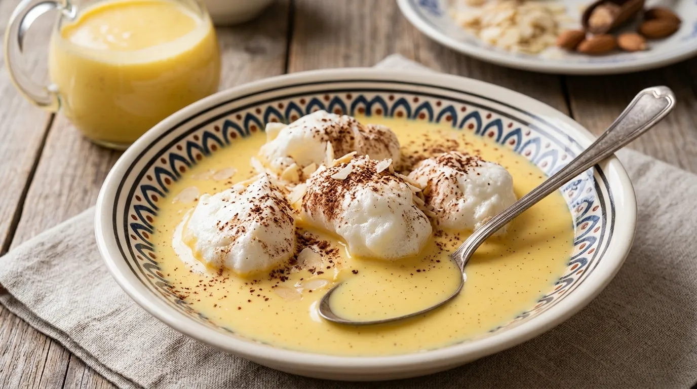 Krémes házi madártej puha tojáshab-galuskákkal recept elkészítése - ReceptPalota